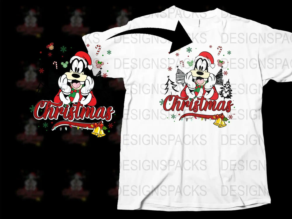 Christmas T-Shirt with Mickey and Minnie Mouse Design, Festive Holiday Graphic Tee, Unisex Kids Adult Sizes