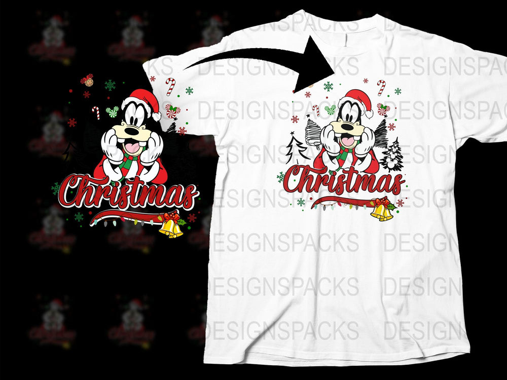 Christmas T-Shirt with Mickey and Minnie Mouse Design, Festive Holiday Graphic Tee, Unisex Kids Adult Sizes