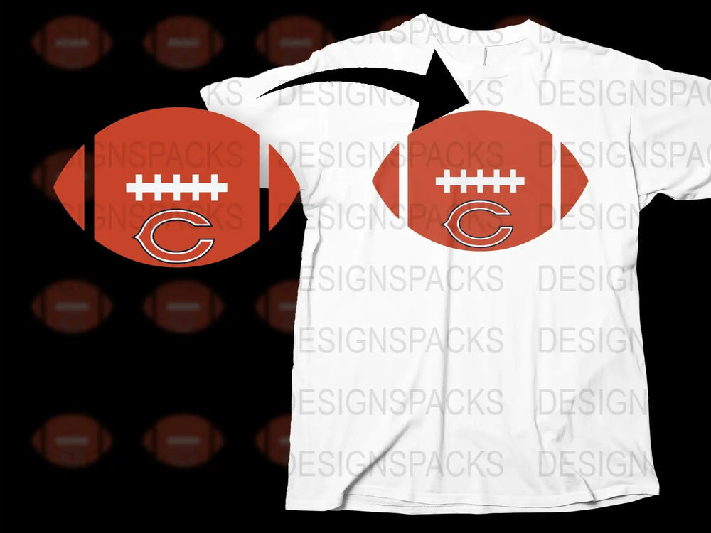 Football Themed T-Shirt with Chicago Team Logo, Unisex Sports Casual Wear, Game Day Apparel