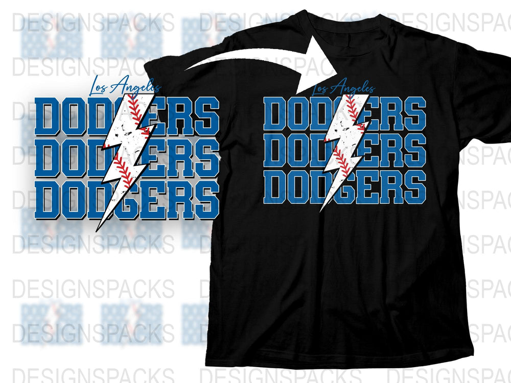 Los Angeles Dodgers Inspired T-Shirt, Baseball Team Fan Gear, Sports Apparel Black Tee
