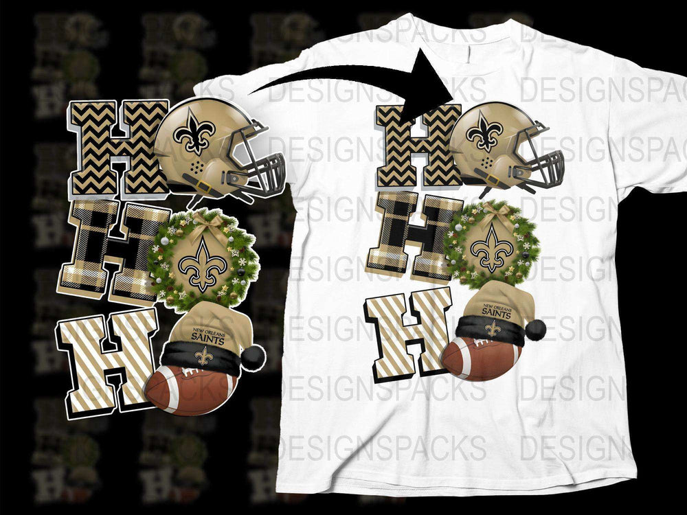 New Orleans Saints Inspired T-Shirt and Ornament Bundle, Chevron and Football Design, Great Gift for Sports Fans