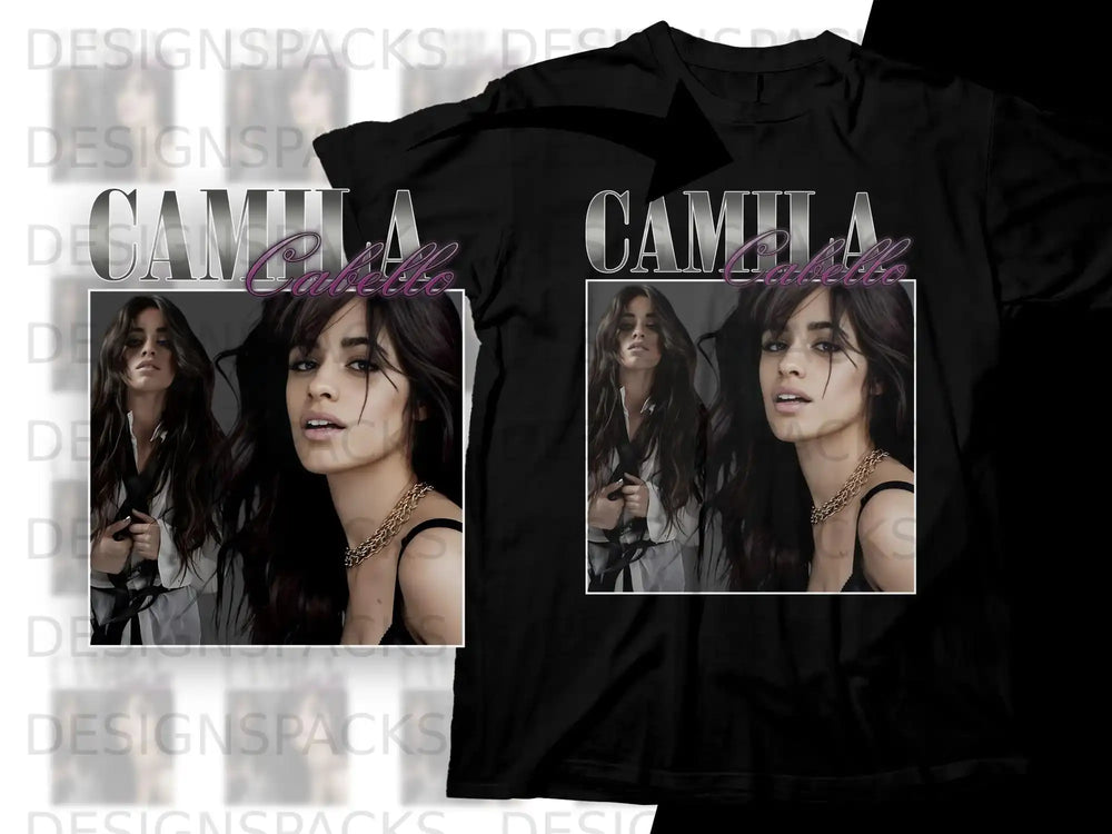 Camila Cabello graphic t-shirt with artist's name and photo.