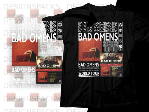 Bad Omens album art with tour dates and chart information.