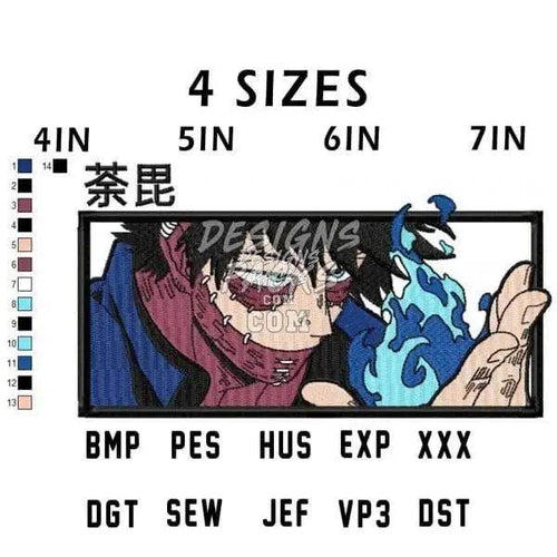 Dabi Toya Todoroki Anime Embroidery Design