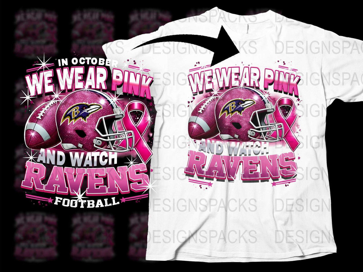 Breast Cancer Awareness Pink October Football T-Shirt, Ravens Fan Gift, Unisex Graphic Tee