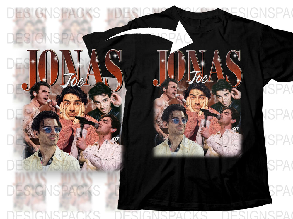 Vintage Jonas Style Black T-Shirt, Retro Inspired Graphic Tee, Pop Culture Fashion, Casual Fit Top for Fans
