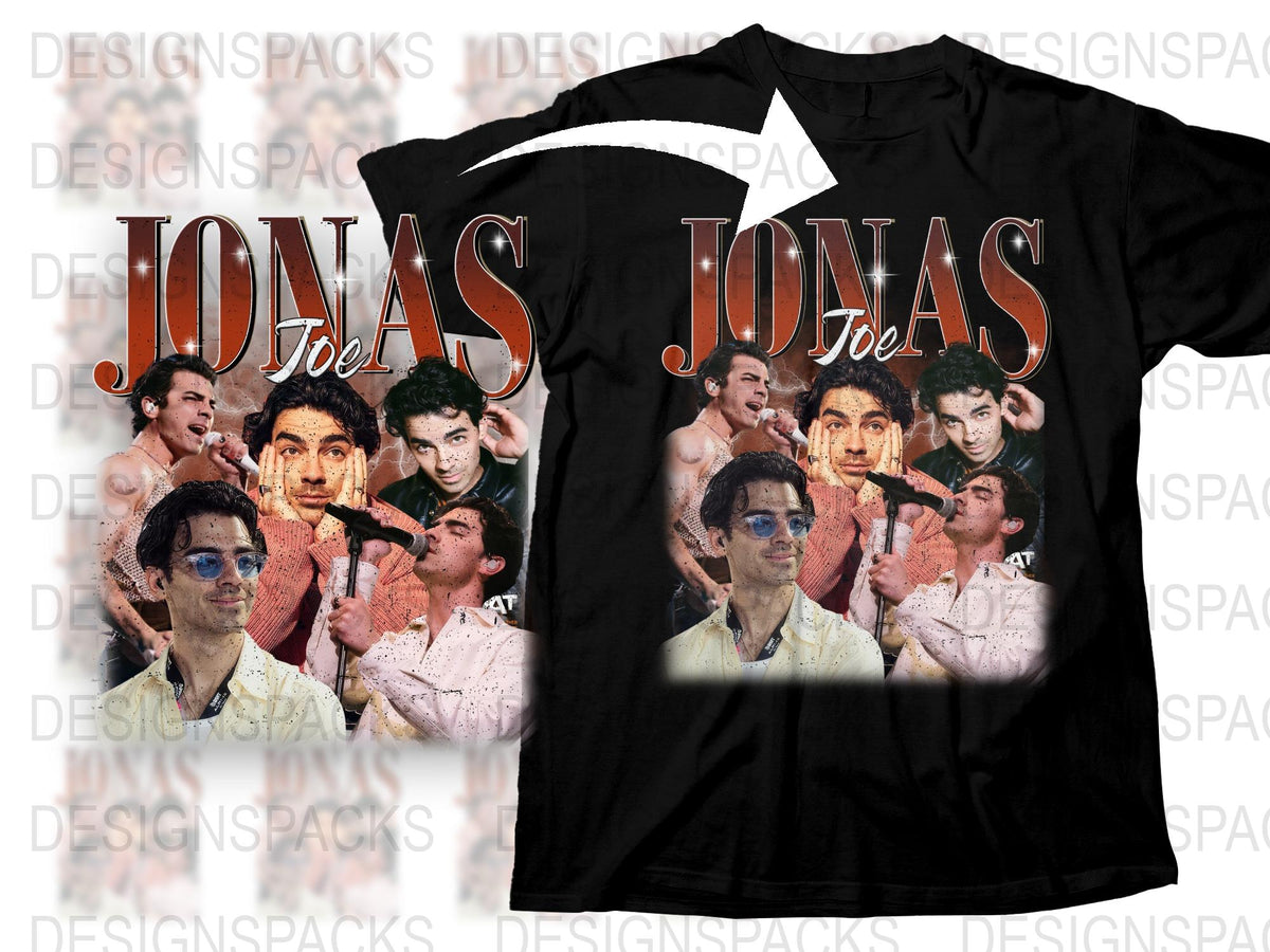 Vintage Jonas Style Black T-Shirt, Retro Inspired Graphic Tee, Pop Culture Fashion, Casual Fit Top for Fans