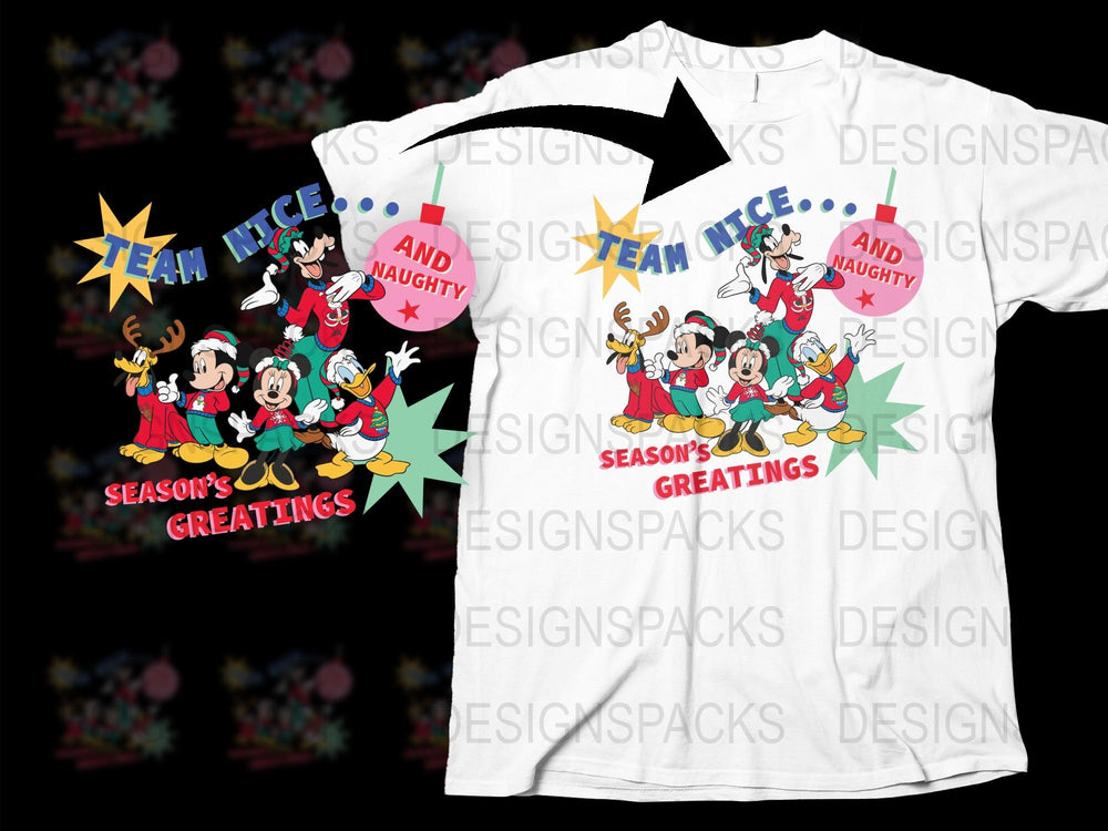 Disney Christmas T-Shirt, Mickey Mouse Holiday Tee, Family Matching Festive Shirts, Season's Greetings Top