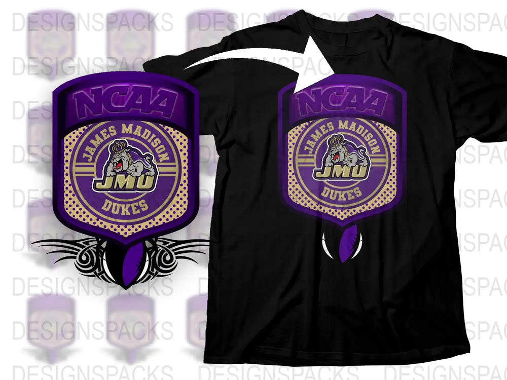 JMU Dukes T-Shirt NCAA James Madison University Purple Logo Apparel