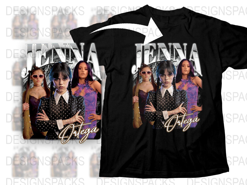 Jenna Ortega Inspired Graphic T-Shirt, Fan Art Multiple Poses, Trendy Celebrity Tee, Unique Fashion Top for Teens and Adults