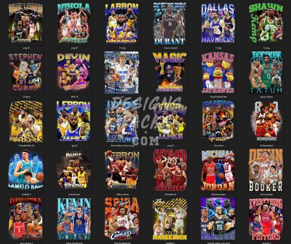 Basketball player designs for DTF, DTG, embroidery & tumbler wraps — print-ready PNG, SVG, PES