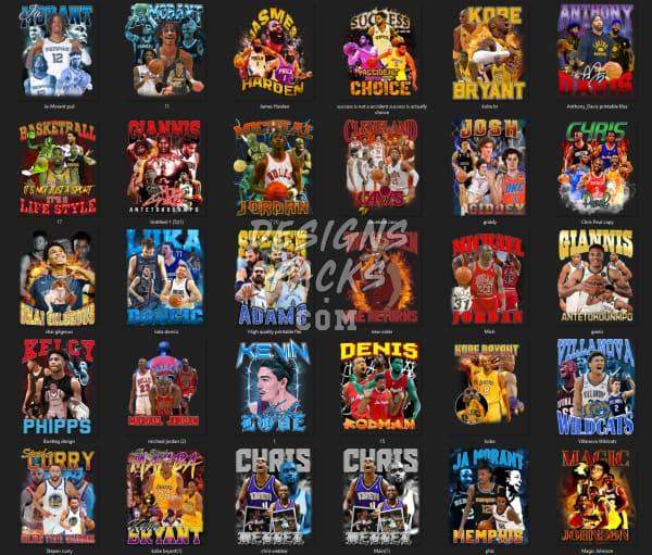 Basketball player t-shirt designs, print-ready PNG & SVG for DTG/DTF, instant download