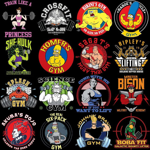 54 GYM Fitness Popculture Designs Bundle PNG