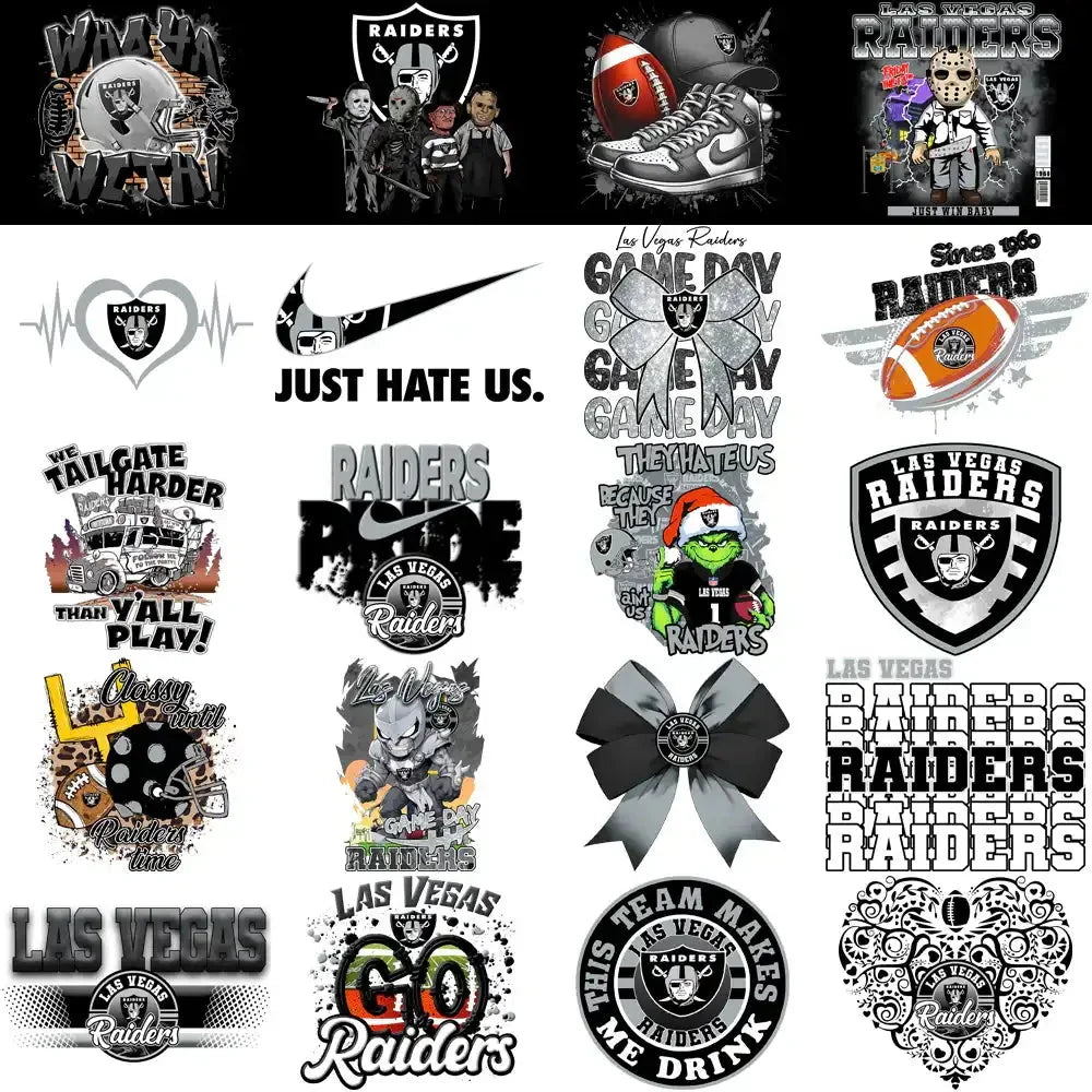 54 Las Vegas Raiders V3 Football Designs Bundle PNG