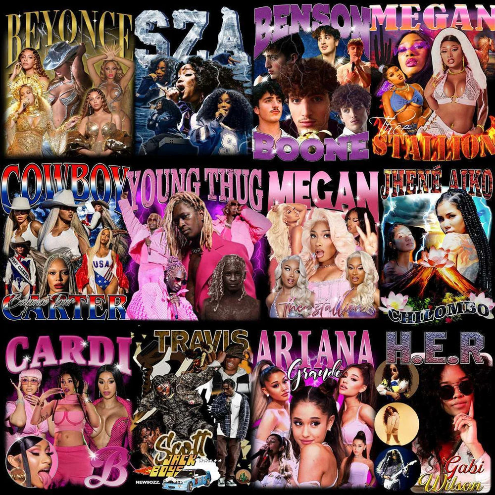 54 Music Stars Bootleg Mixed Designs Bundle PNG