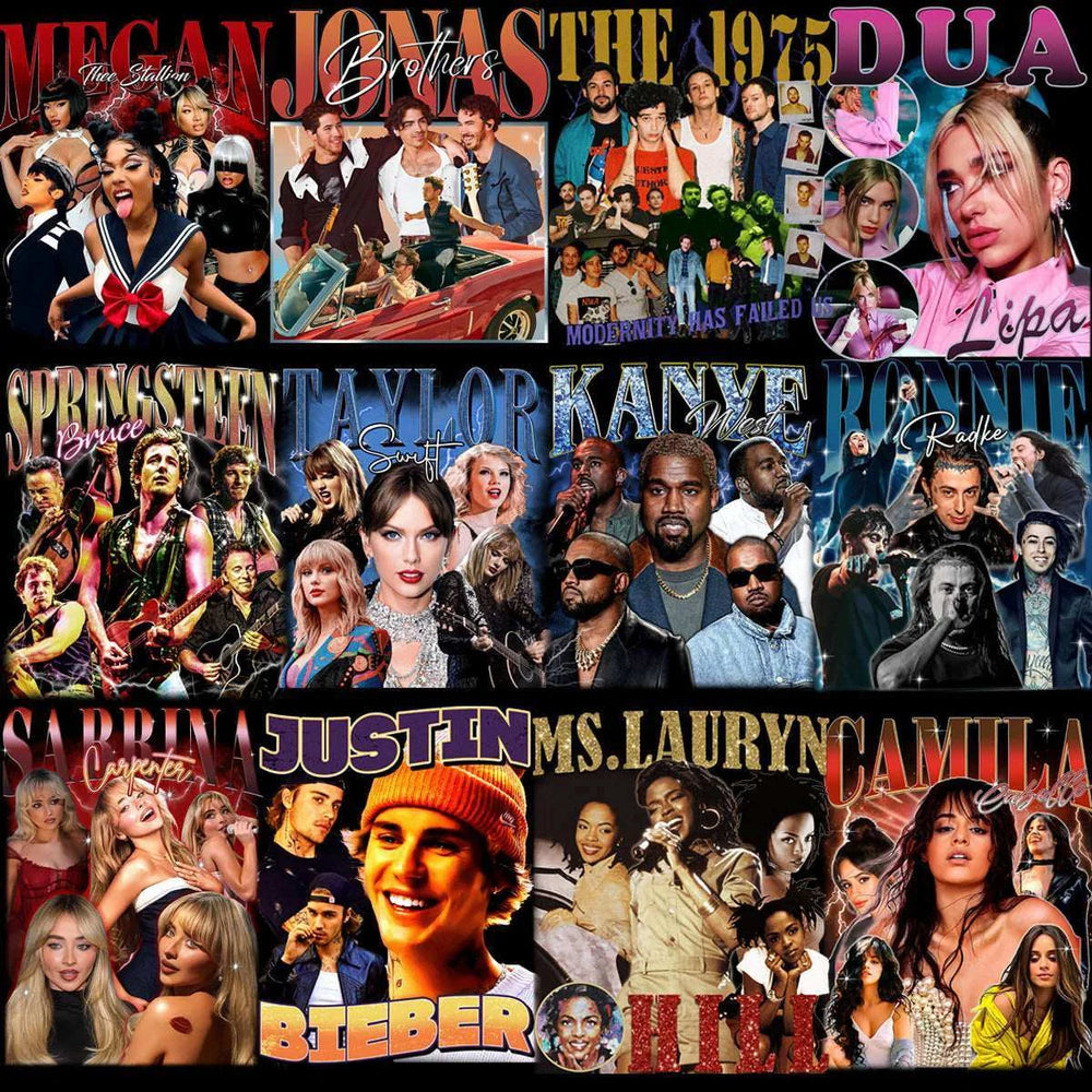 54 Music Stars Bootleg Mixed Designs Bundle PNG