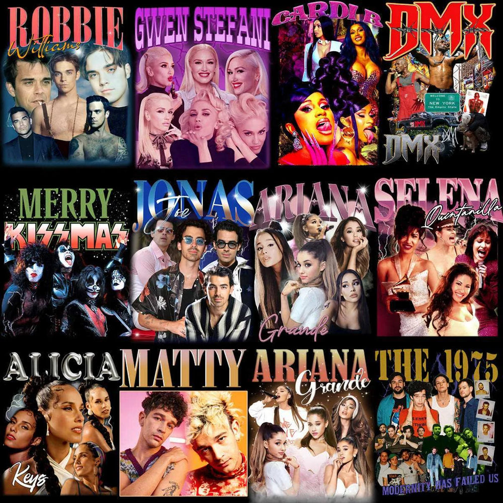 54 Music Stars Bootleg Mixed Designs Bundle PNG