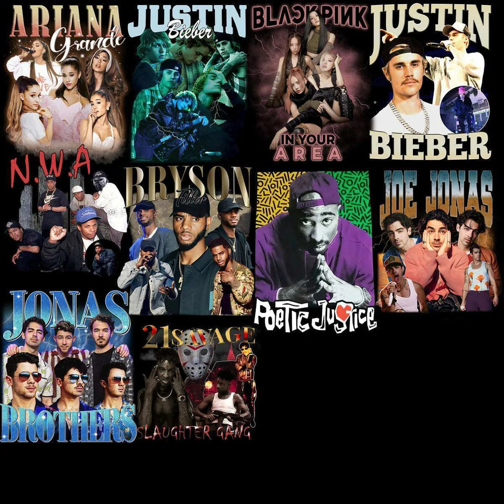 54 Music Stars Bootleg Mixed Designs Bundle PNG