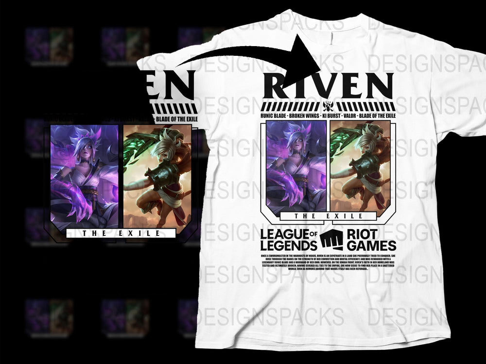 League of Legends Riven T-Shirt, Exile Champion Graphic Tee, Riot Games Merchandise, Gaming Apparel