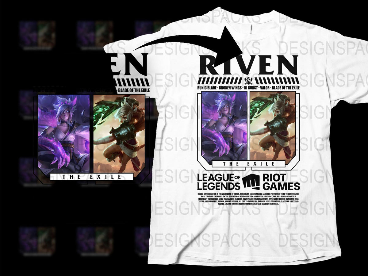 League of Legends Riven T-Shirt, Exile Champion Graphic Tee, Riot Games Merchandise, Gaming Apparel