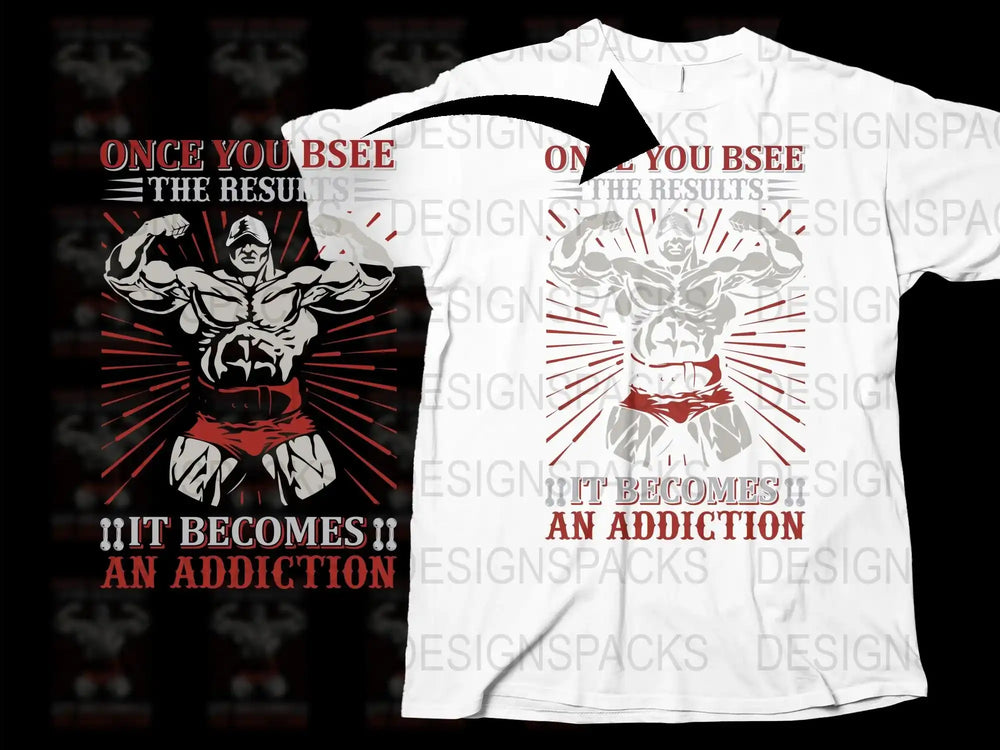 Men's Workout T-Shirt, Gym Motivation Quote, Red and White Bodybuilding Tee, Fitness Apparel, Inspirational Graphic Design Shirt.