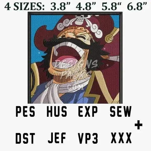 Gol D. Roger One Piece Anime Embroidery Design