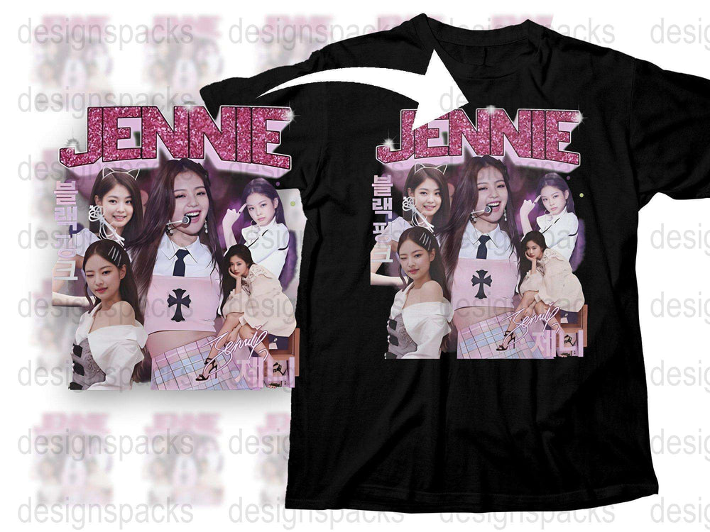 Jennie Blackpink Fan T-Shirt, K-Pop Idol Graphic Tee, Girls Group Music Star, Gift for Teens