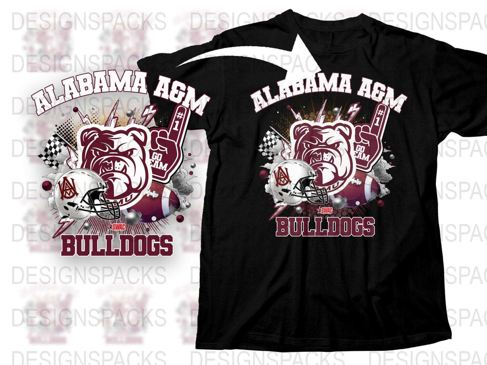 Alabama AandM Bulldogs T-Shirt, College Football Graphic Tee, Sports Fan Apparel, Black and Red Shirt