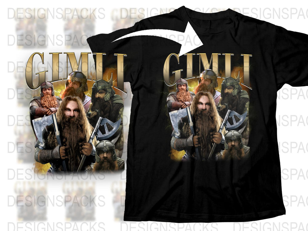 Gimli Graphic T-Shirt, Lord of the Rings Inspired, Dwarf Warrior Print, Movie Fan Apparel, Unisex Clothing