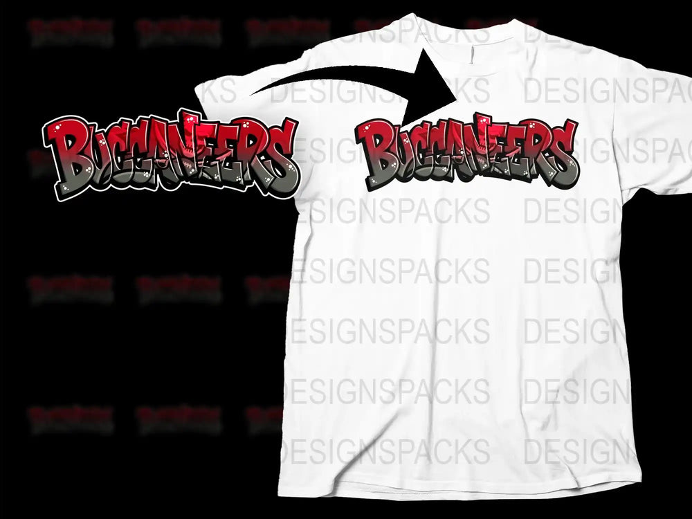 Buccaneers Graphic T-Shirt, Bold Red Text Design, Casual Streetwear, Unisex Fashion Top