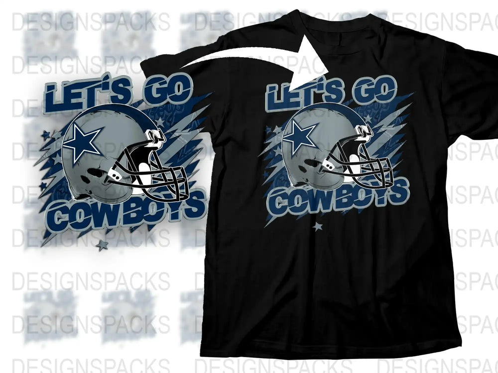 Dallas Football Fan T-Shirt, Let's Go Cowboys Graphic Tee, Sports Team Support Shirt, Unisex Black Cotton Top