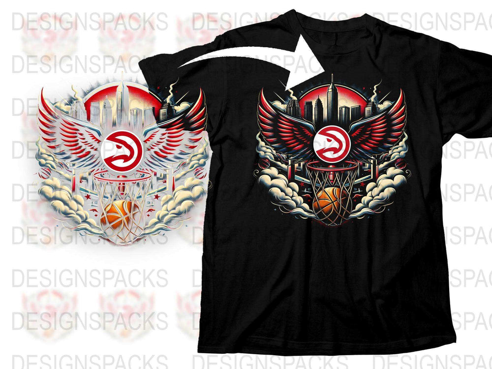 Gothic Angel Wings Basketball Graphic T-Shirt, Urban Style Sports Apparel, Unique Basketball Fan Gift