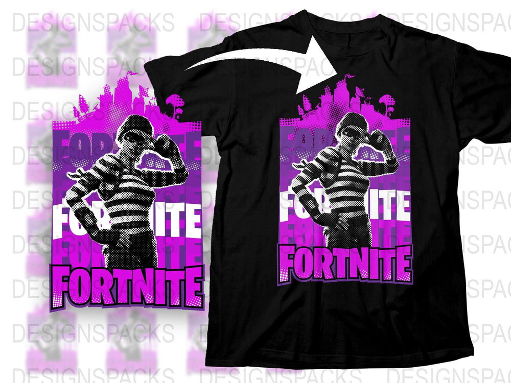 Fortnite Inspired T-Shirt, Neon Pink and Purple, Gamer Graphic Tee, Kids and Adult Sizes Available