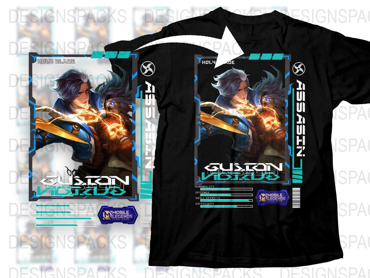 Mobile Legends Hero T-Shirt, Unisex Gaming Tee, Graphic Black Shirt, Digital Print, Trendy Gamer Apparel