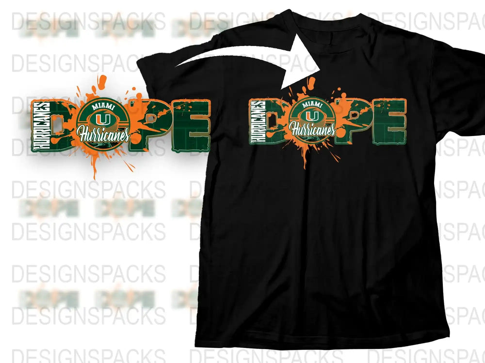 Miami Hurricanes T-Shirt Vintage Logo Black Orange College Football Tee Unisex