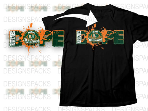 Miami Hurricanes T-Shirt Vintage Logo Black Orange College Football Tee Unisex