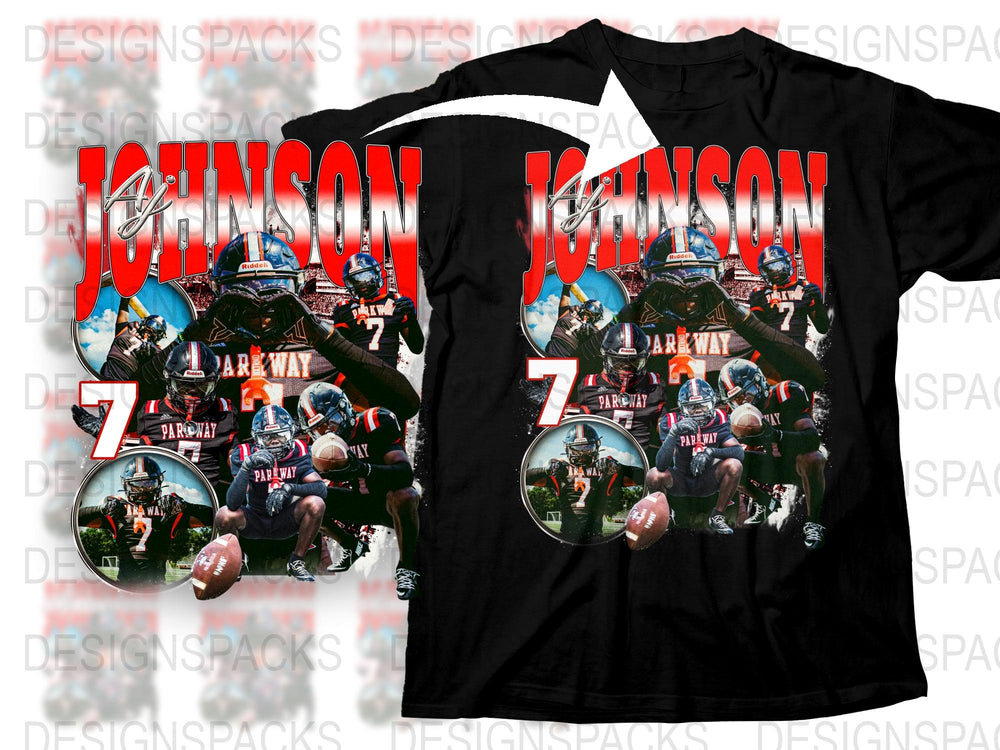 Custom Johnson Football T-Shirt, Personalized Sports Jersey, Number 7 Team Apparel