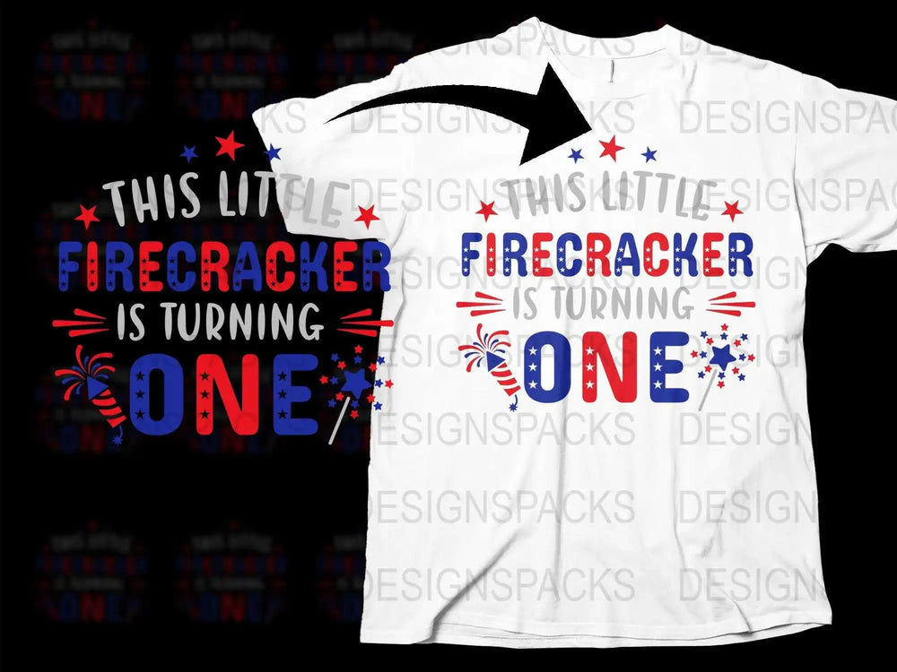 Baby First Birthday Shirt, Little Firecracker One Year Old Patriotic Tee