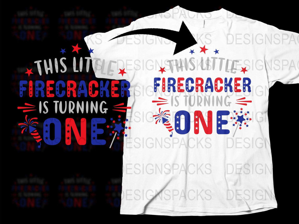 Baby First Birthday Shirt, Little Firecracker One Year Old Patriotic Tee