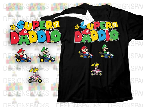 Super Dad Gaming Themed T-Shirt, Cartoon Characters Racing, Fun Family Gift Idea