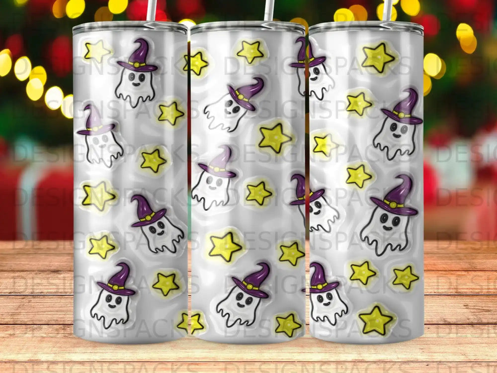 Cute Halloween Ghosts Witch Hats Stars Design Tumbler product type
