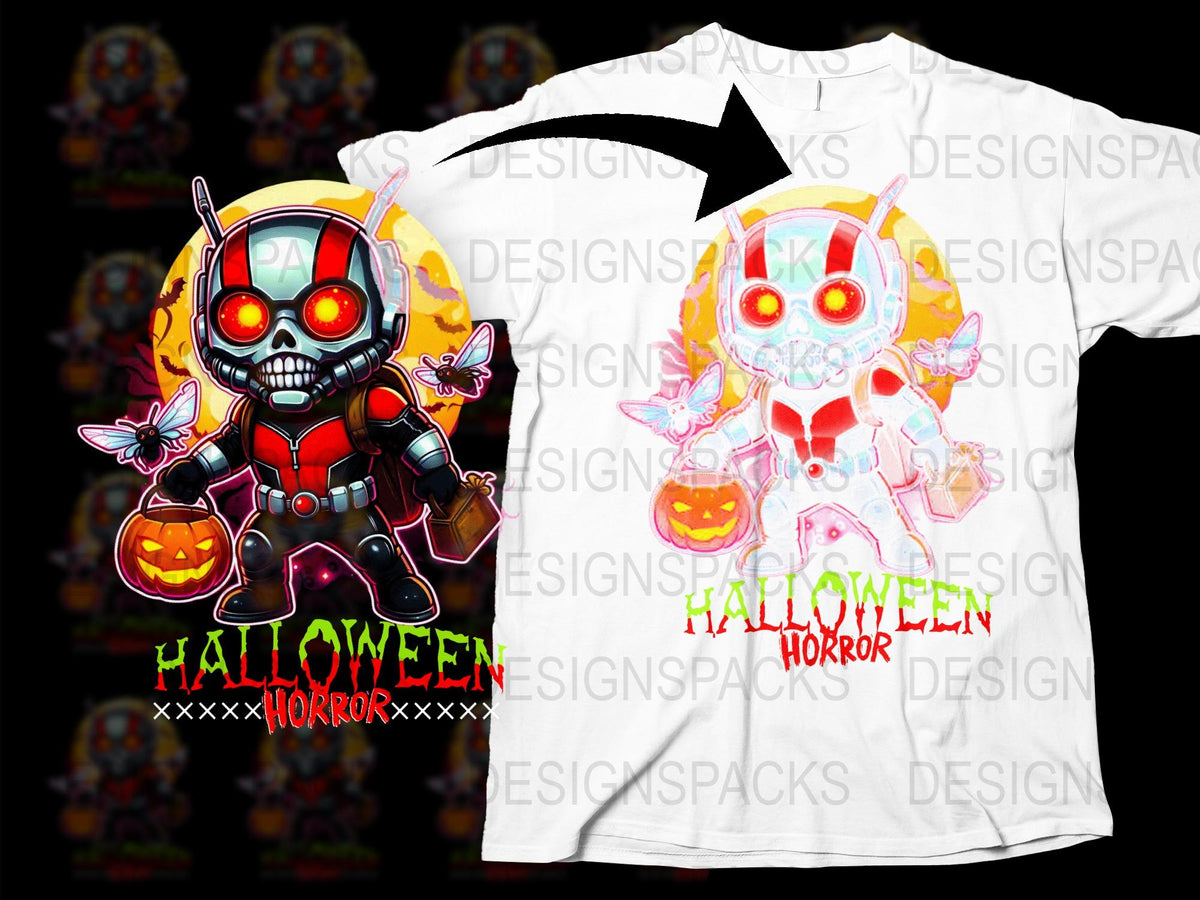 Halloween Horror T-Shirt, Scary Pumpkin Robot Design, Spooky Graphic Tee, Unisex Horror Apparel