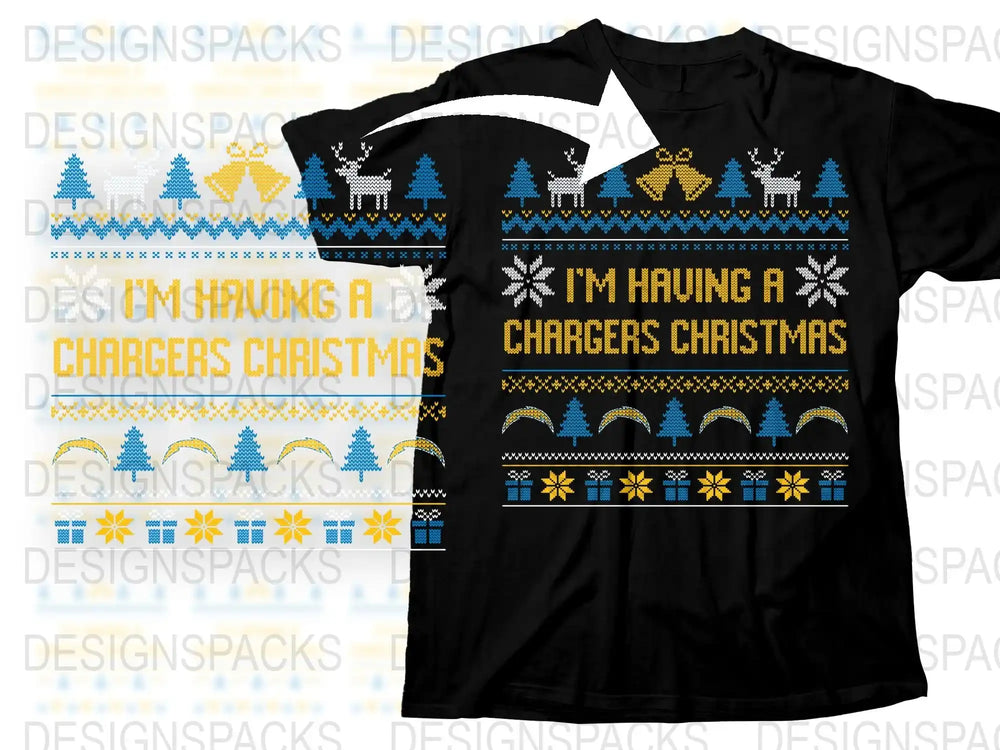 Chargers Christmas T-Shirt, Festive Holiday Sports Fan Apparel, Ugly Sweater Design, Unisex Winter Clothing Gift