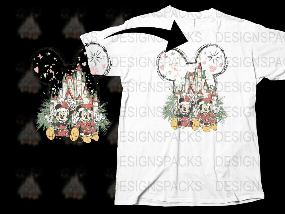 Disney Christmas T-Shirt, Mickey Minnie Mouse Holiday Tee, Festive Graphic Shirt, Family Matching Outfits, Winter Apparel