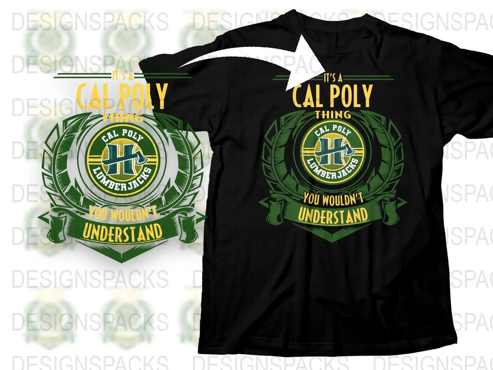 Cal Poly Pride T-Shirt, 'It's a Cal Poly Thing' University Tee, Green and Gold Graphics, College Apparel