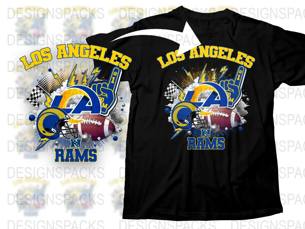 Los Angeles Rams Football T-Shirt, Vintage Team Logo Graphic Tee, Sports Fan Apparel, Unisex Black Cotton Shirt