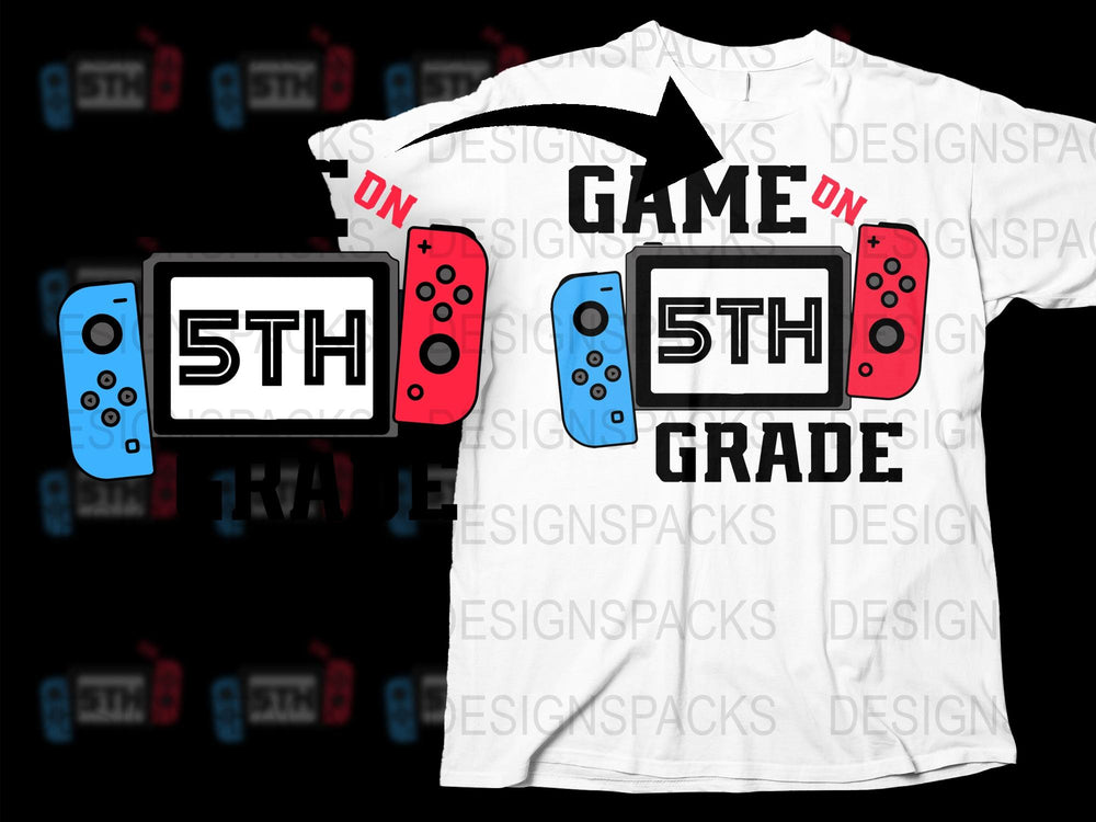 Game On 5th Grade T-Shirt, Fun Kids Gaming Tee, Back to School Shirt, Video Game Controller Design, Boys and Girls Top