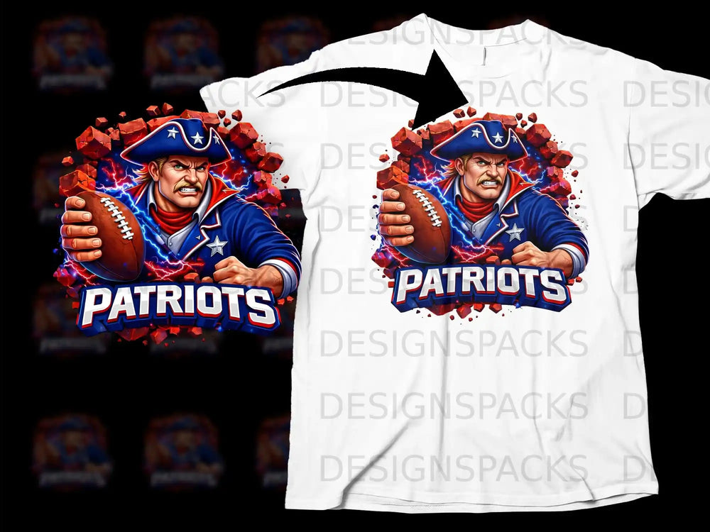 Patriots Football Team Fierce Graphic T-Shirt