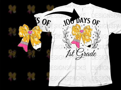 Kids 1st Grade Celebration T-Shirt, 100 Days of School Tee, Cute Fall Leaves Graphic, Youth Sized Tops