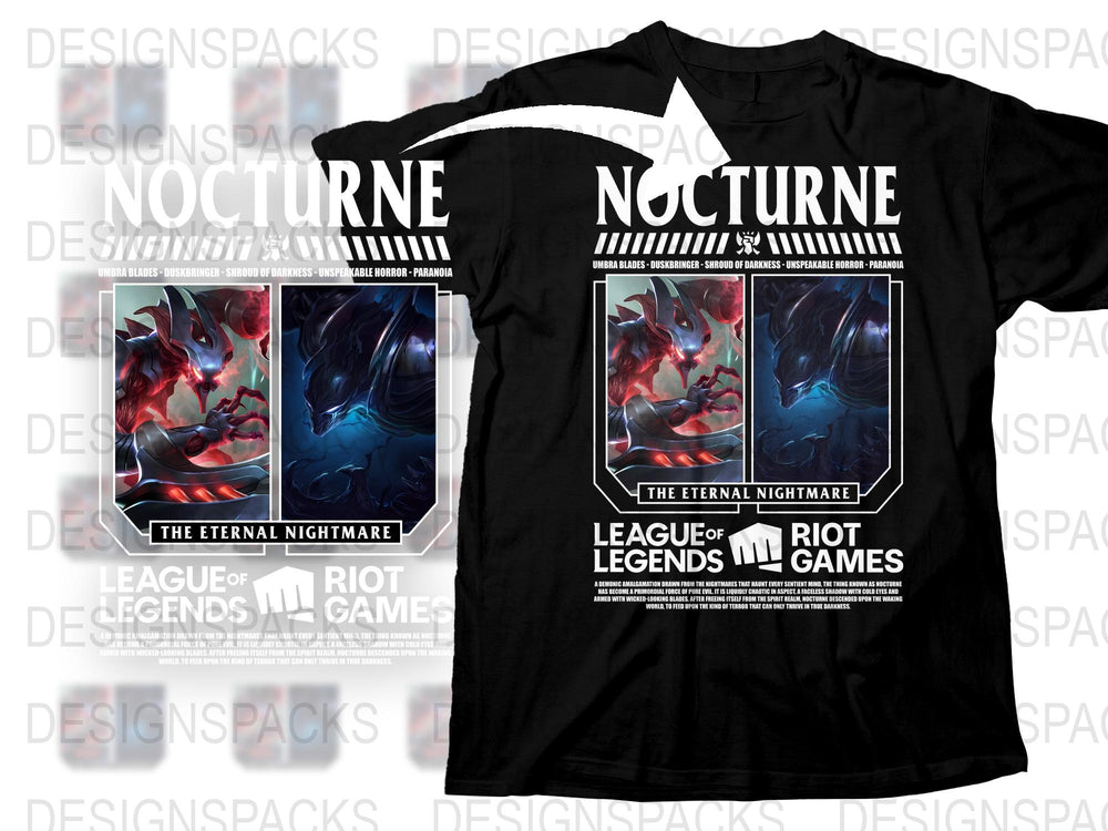League of Legends Nocturne T-Shirt, The Eternal Nightmare Gaming Tee, Riot Games Merchandise